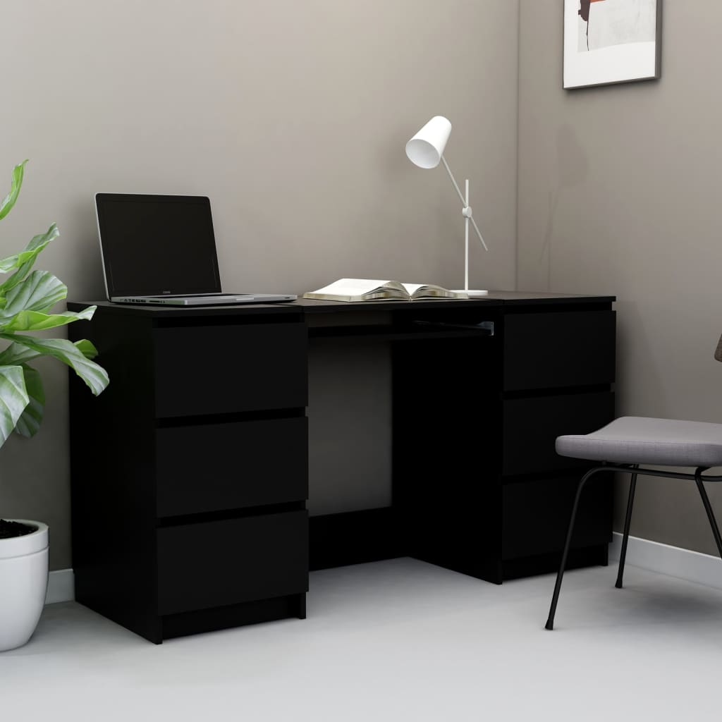 vidaXL Writing Desk Black 55.1"x19.7"x30.3" Chipboard