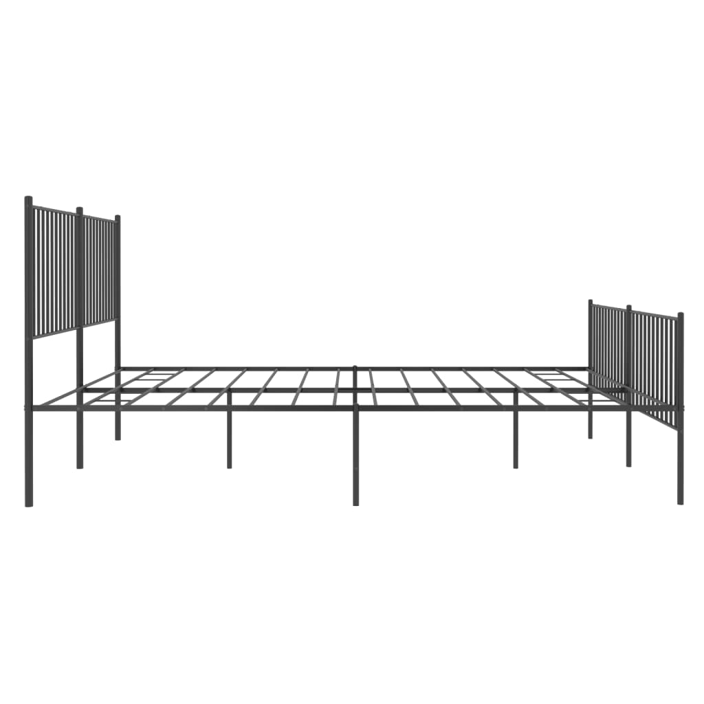 vidaXL Metal Bed Frame with Headboard and Footboard Black 72"x83.9"