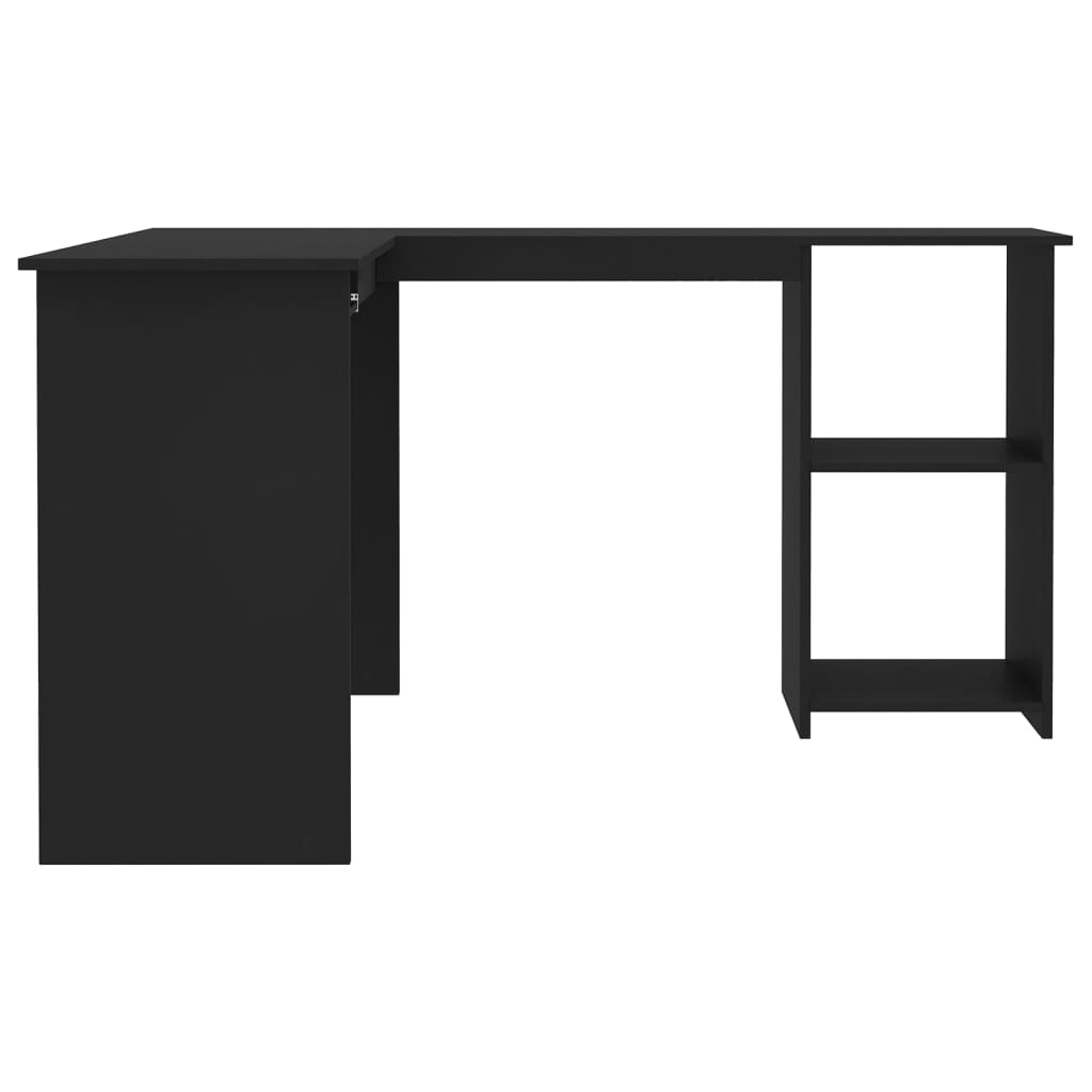 vidaXL L-Shaped Corner Desk Black 47.2"x55.1"x29.5" Engineered Wood