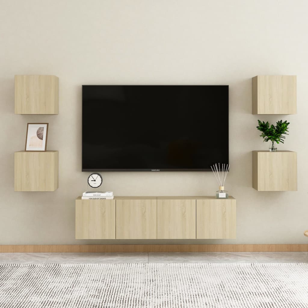 vidaXL Wall Mounted TV Cabinet Sonoma Oak 12"x11.8"x11.8"