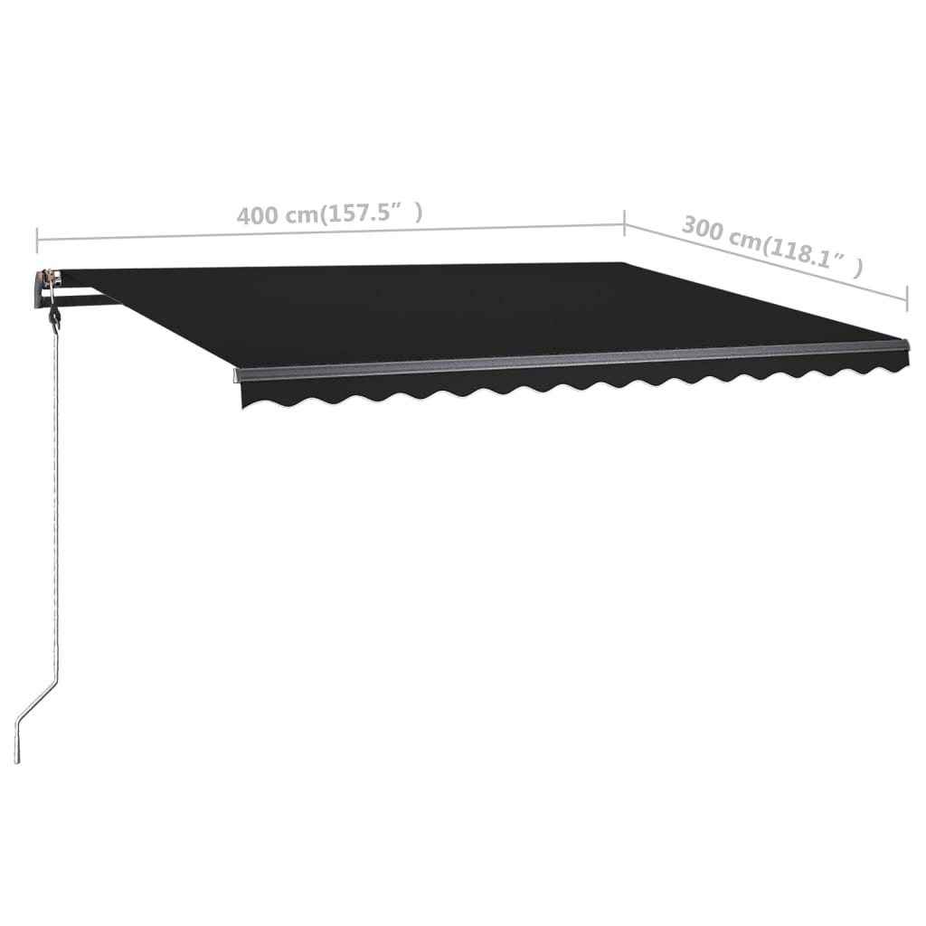 vidaXL Freestanding Manual Retractable Awning 157.5"x118.1" Anthracite