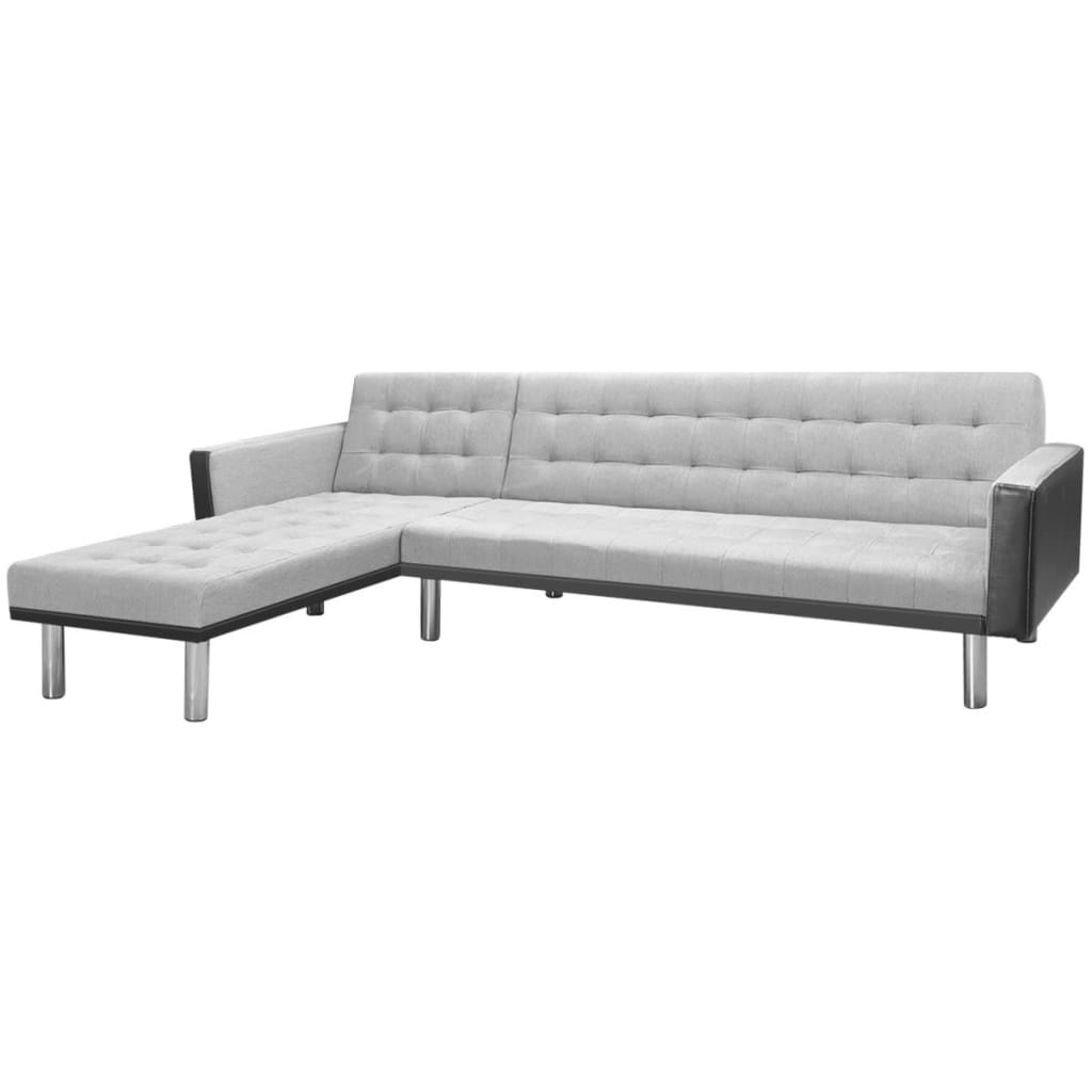 vidaXL Corner Sofa Bed Fabric 85.8"x61"x27.2" Black and Gray
