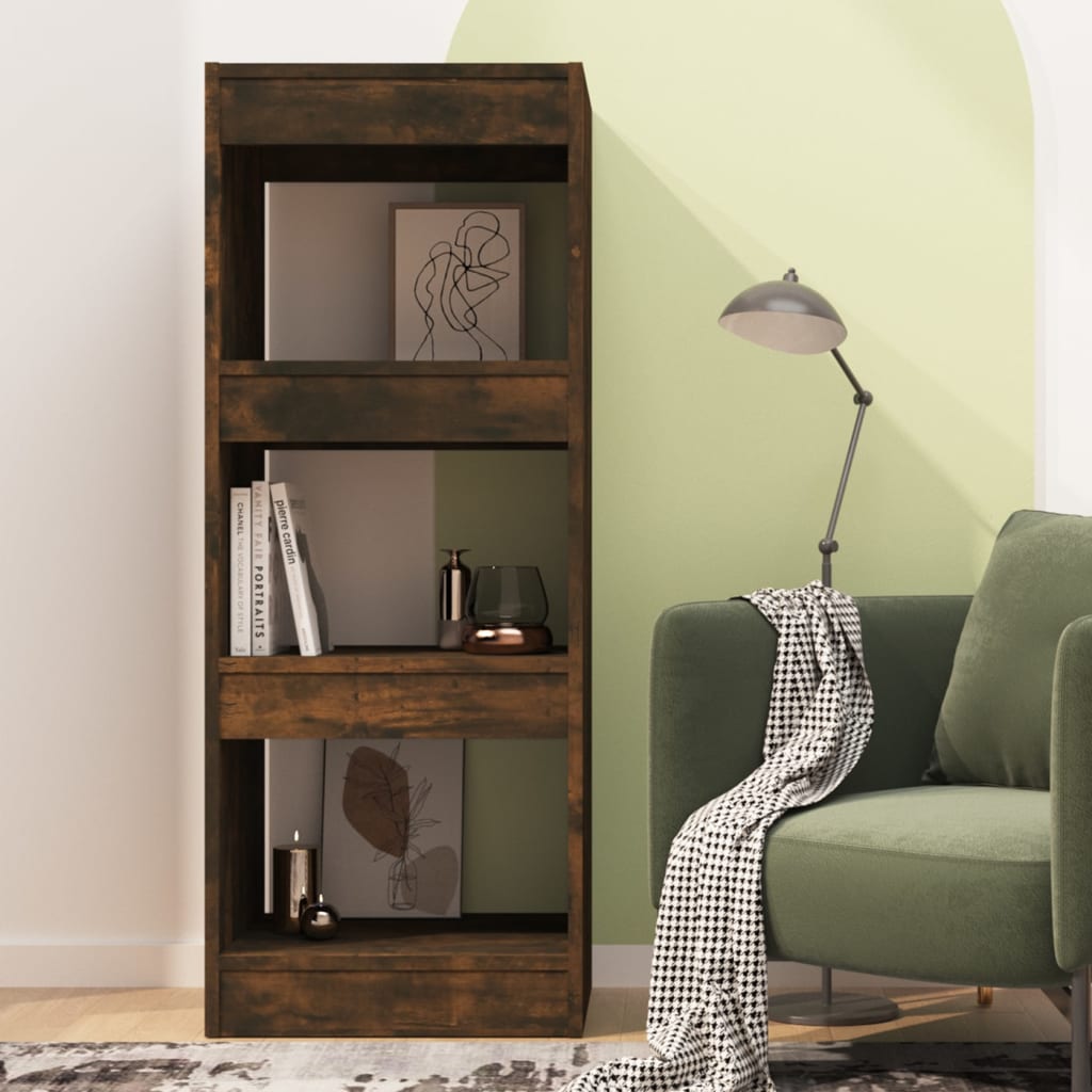 vidaXL Book Cabinet/Room Divider Smoked Oak 15.7"x11.8"x40.6" Engineered Wood
