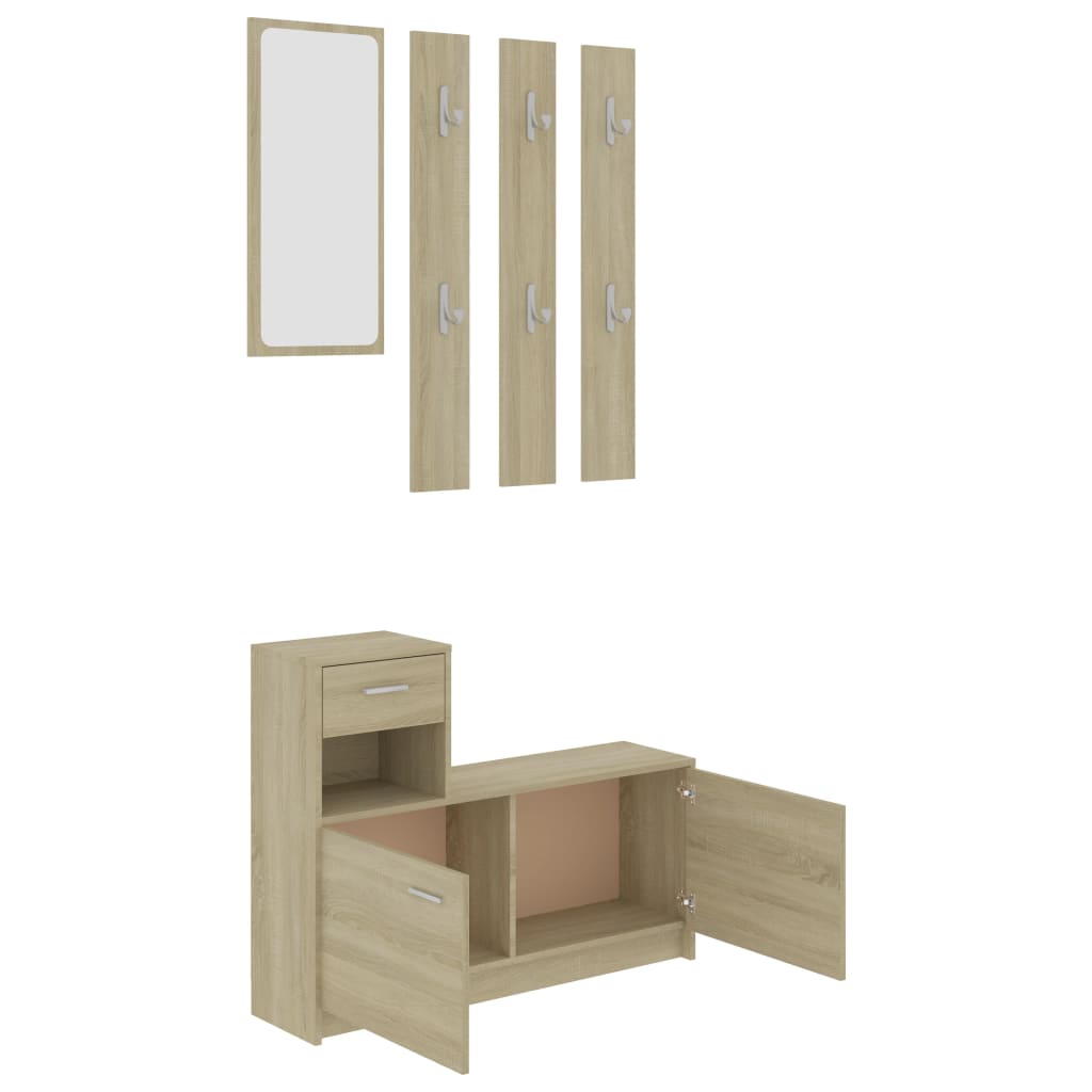 vidaXL Hallway Furniture Set Sonoma Oak Chipboard