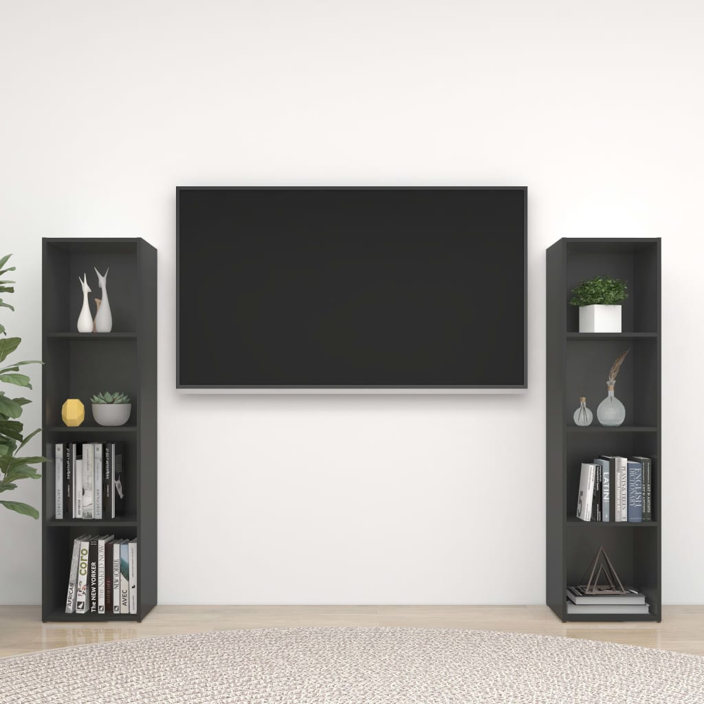 vidaXL TV Cabinets 2 pcs Gray 56.1"x13.8"x14.4" Chipboard