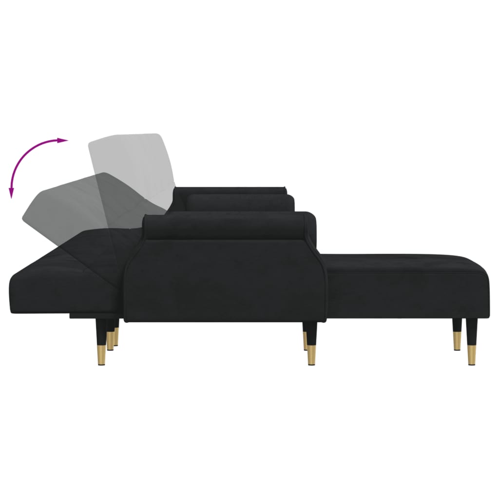 vidaXL L-shaped Sofa Bed Black 106.7"x55.1"x27.6" Velvet