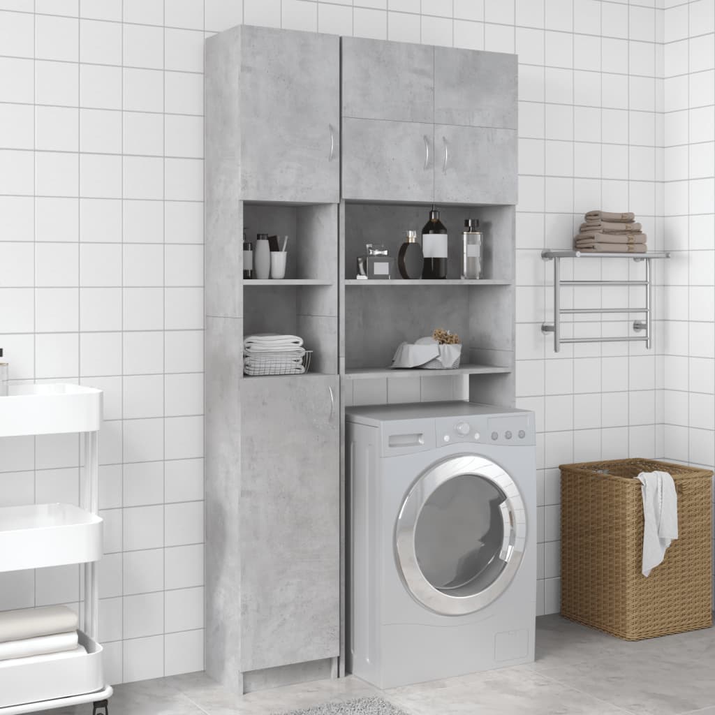vidaXL Bathroom Cabinet Concrete Gray 12.6"x10"x74.8" Engineered Wood