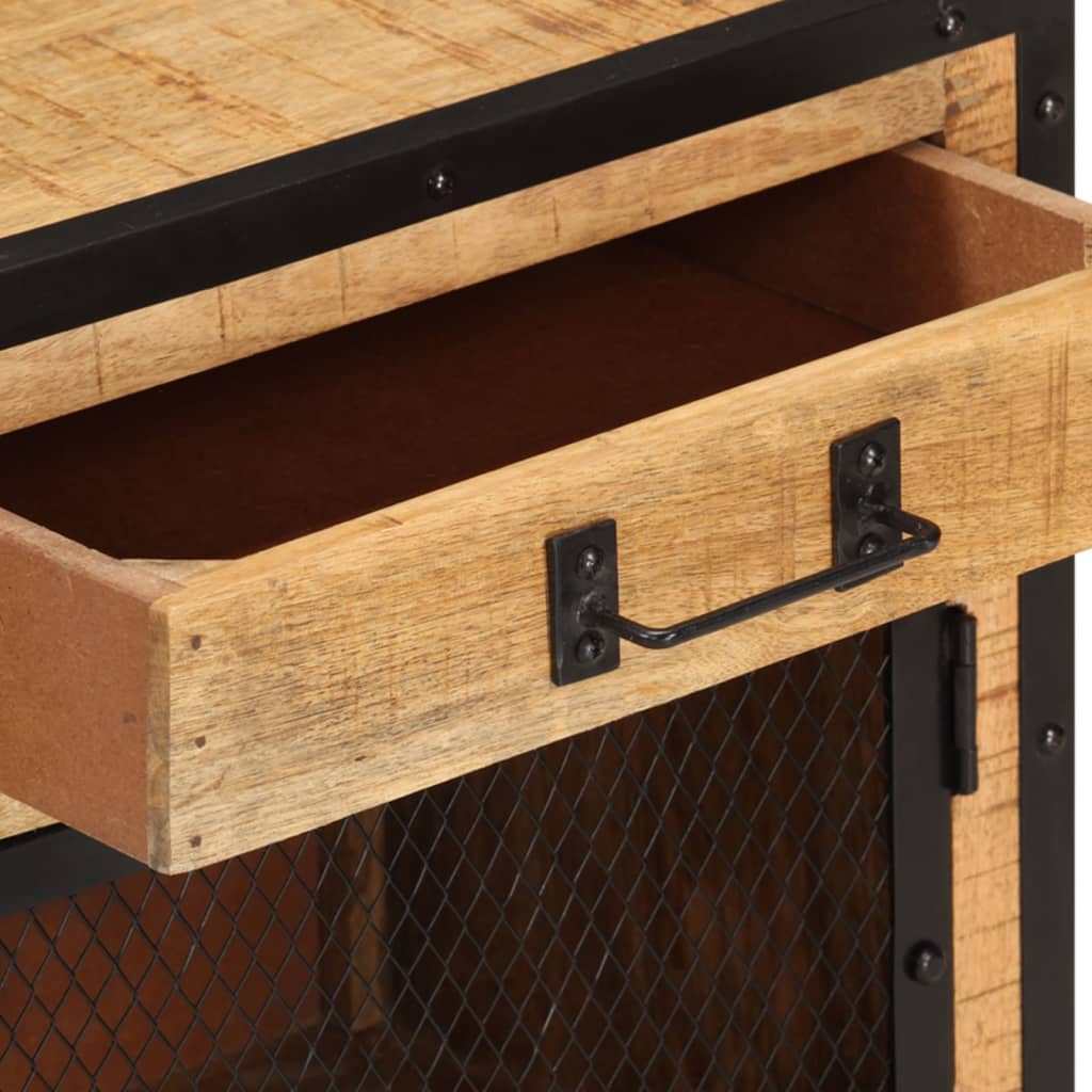 vidaXL Bedside Cabinet 16.9"x11.8"x20.1" Solid Rough Mango Wood