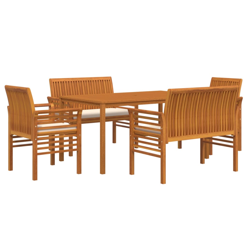 vidaXL 5 Piece Patio Dining Set with Cushions Solid Wood Acacia