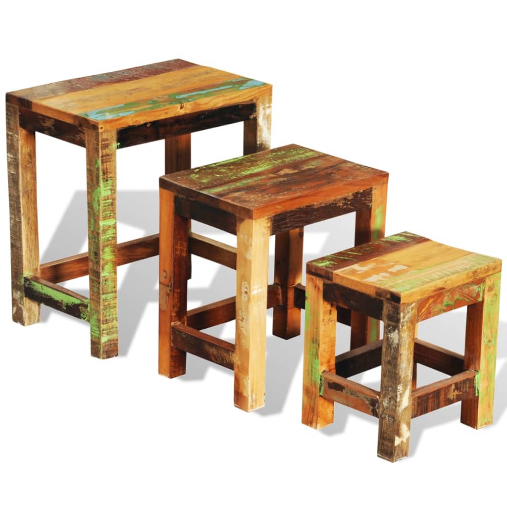 vidaXL Nesting Table Set 3 Pieces Vintage Reclaimed Wood
