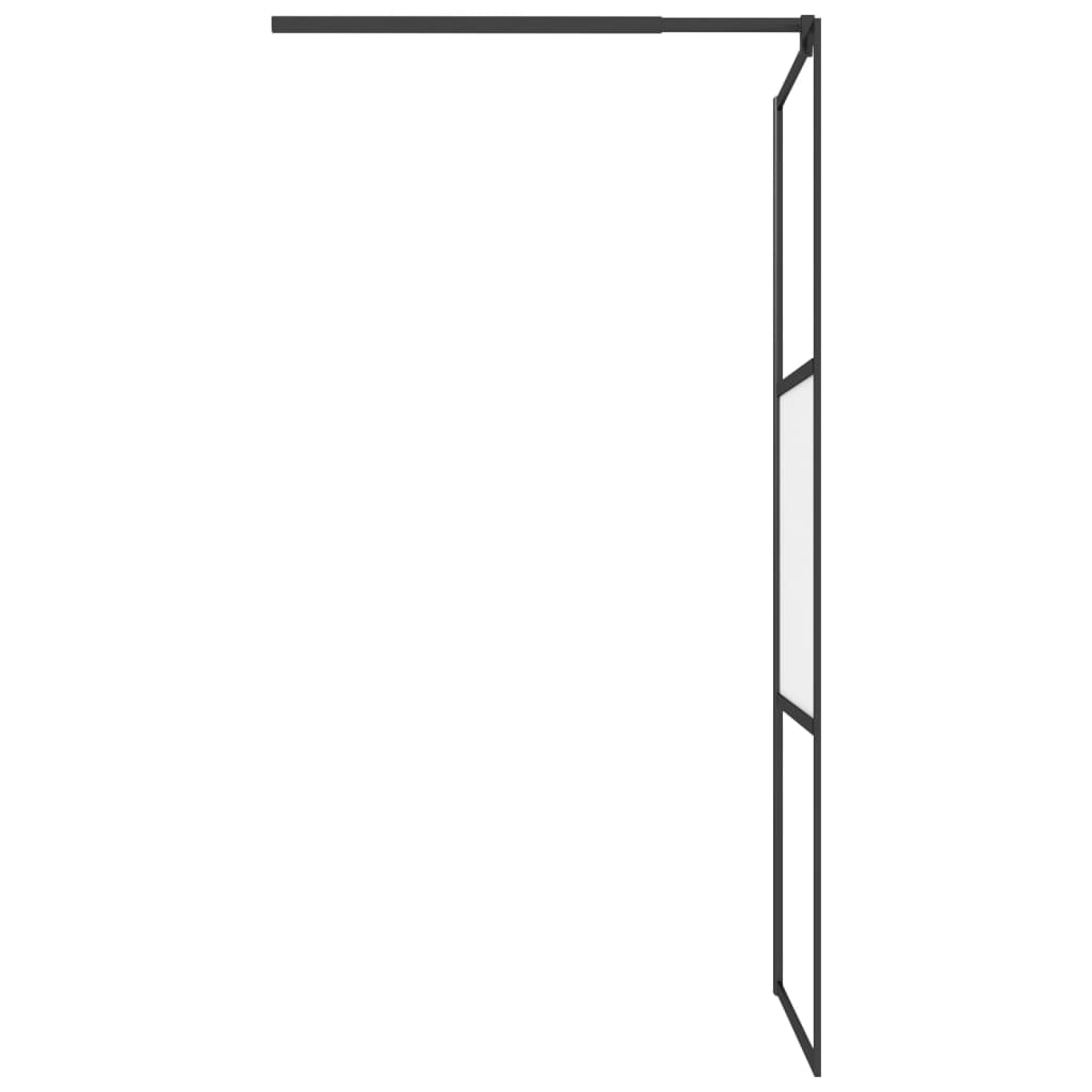 vidaXL Walk-in Shower Wall 31.5"x76.8" Half Frosted ESG Glass Black