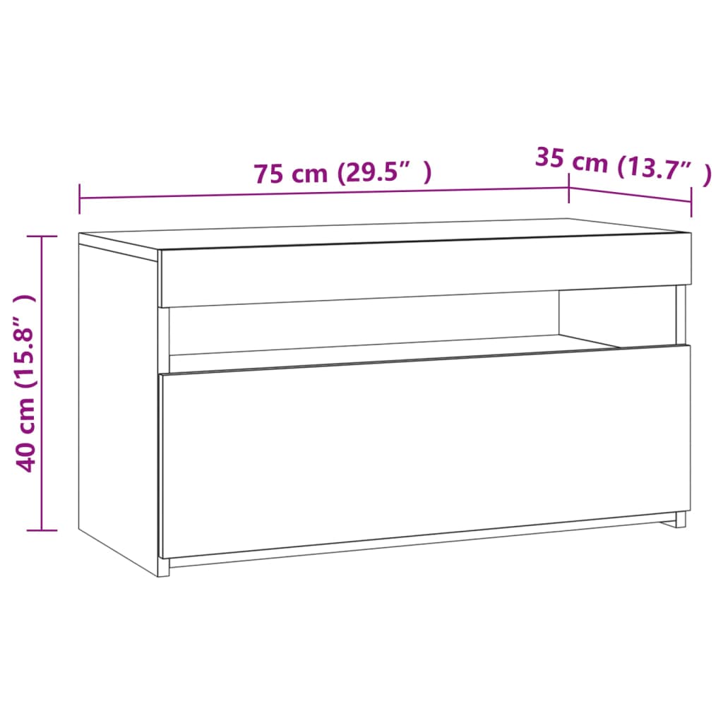 vidaXL TV Stand with LED Lights White 29.5"x13.8"x15.7"