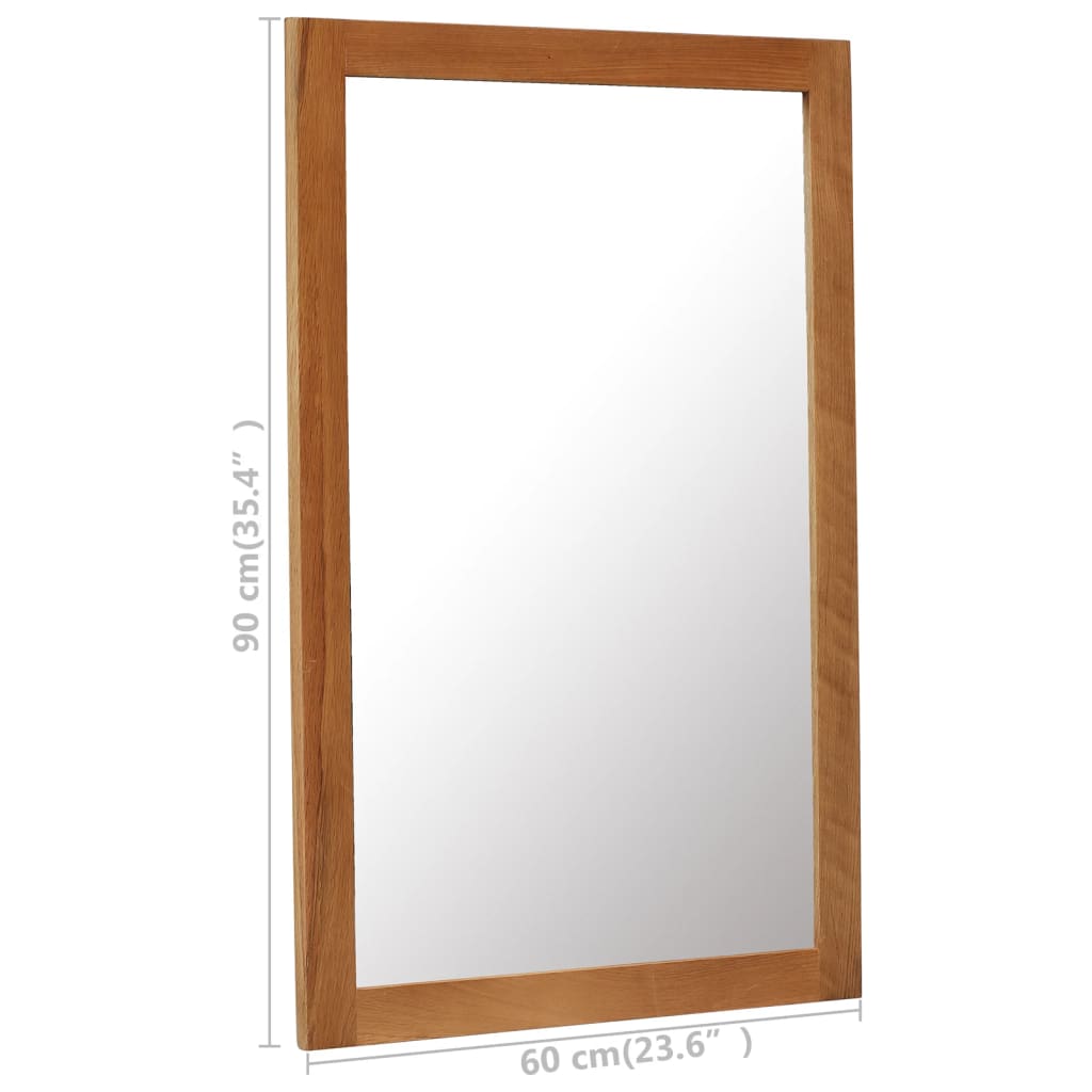 vidaXL Mirror 23.6"x35.4" Solid Oak Wood