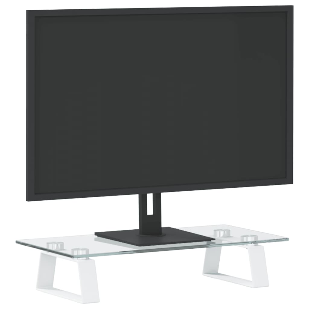 vidaXL Monitor Stand White 15.7"x7.9"x3.1" Tempered Glass and Metal