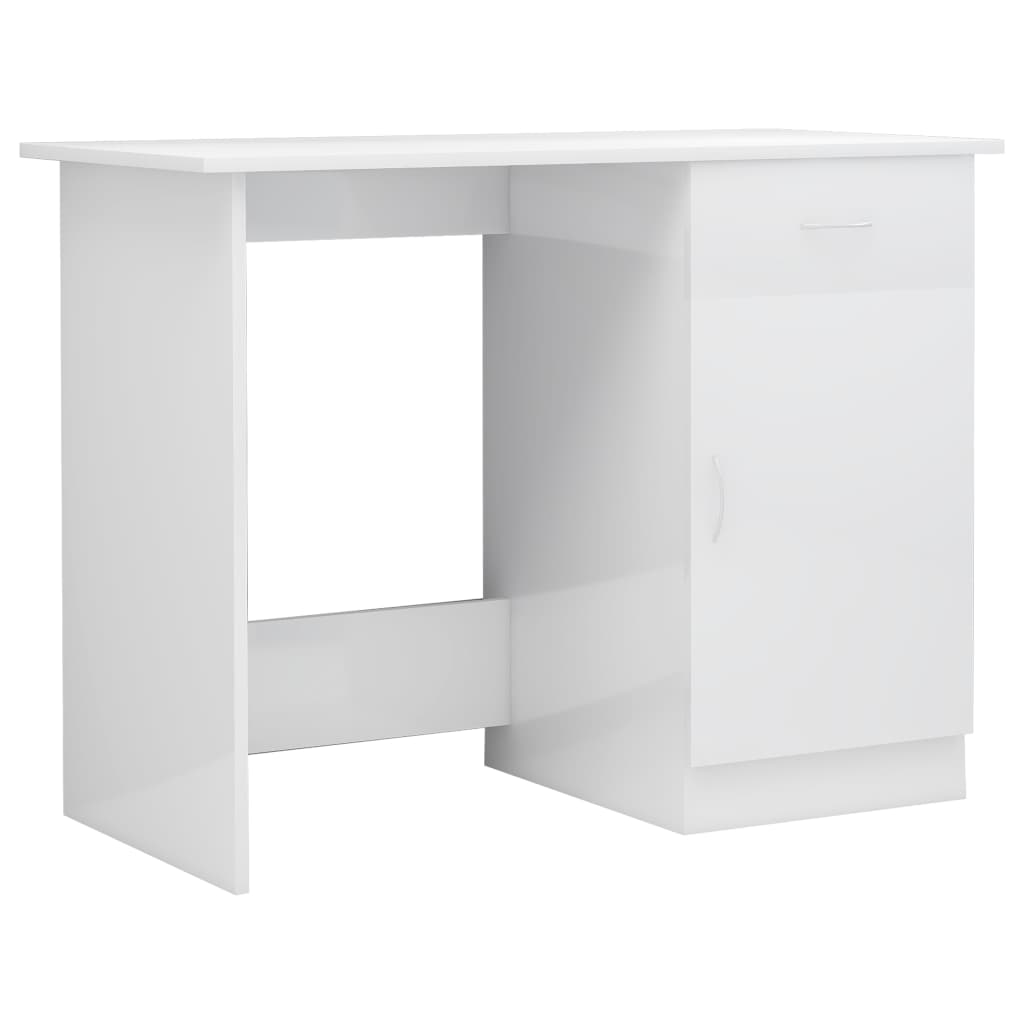 vidaXL Desk High Gloss White 39.4"x19.7"x29.9" Engineered Wood