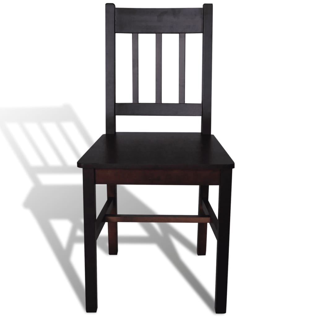 vidaXL Dining Chairs 2 pcs Dark Brown Pinewood