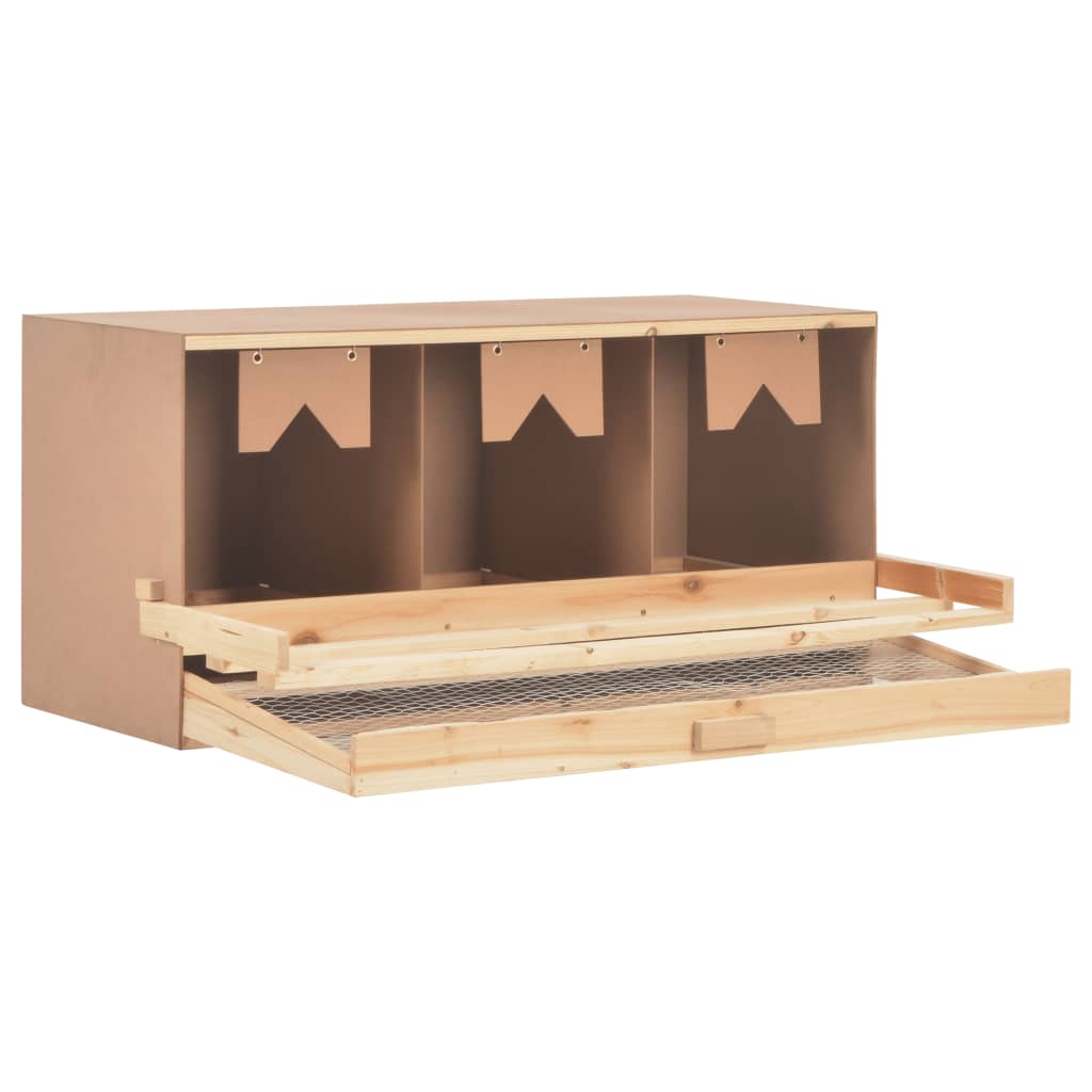 vidaXL Chicken Laying Nest 3 Compartments 37.8"x15.7"x17.7" Solid Pine Wood