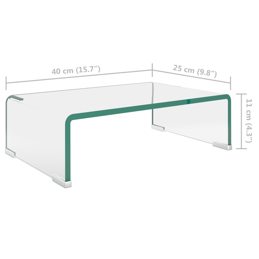 vidaXL TV Stand/Monitor Riser Glass Clear 15.7"x9.8"x4.3"