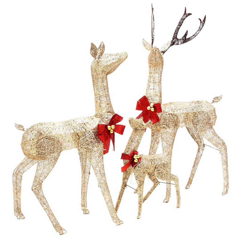 vidaXL Reindeer Family Christmas Decoration Gold 201 LEDs