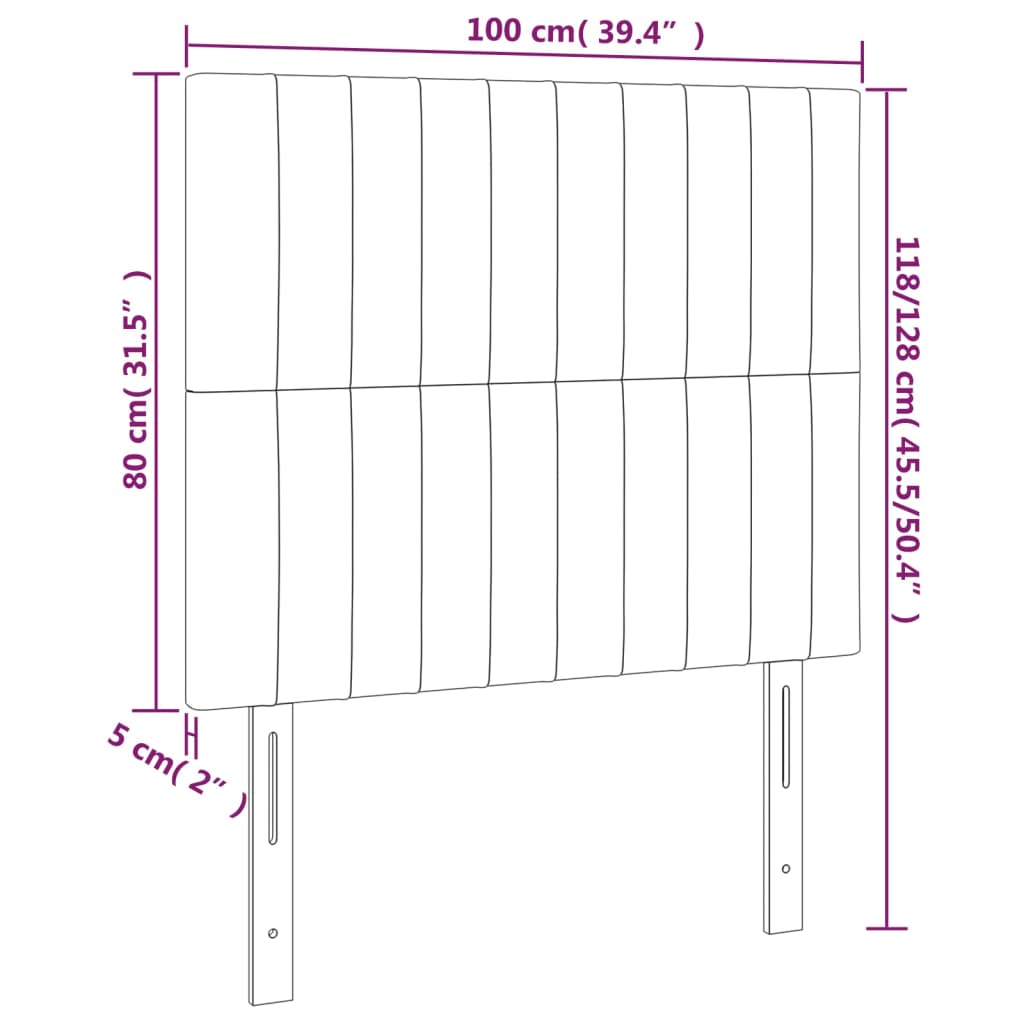 vidaXL Headboards 2 pcs Dark Gray 39.4"x2"x30.7"/34.6" Fabric