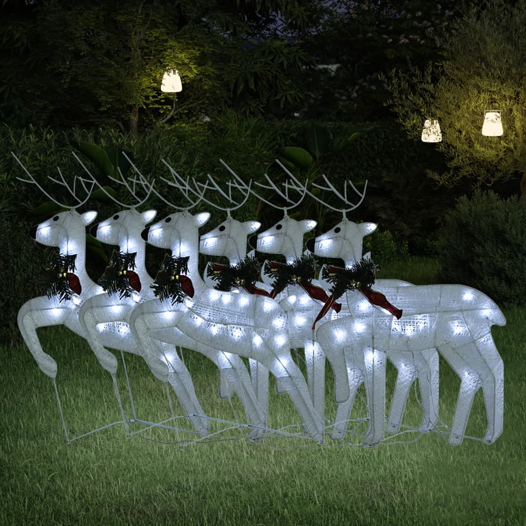 vidaXL Christmas Reindeers 6 pcs White 120 LEDs