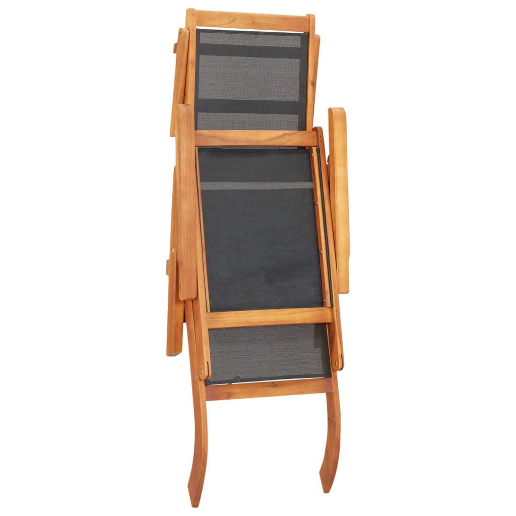 vidaXL Patio Deck Chair Solid Acacia Wood and Textilene