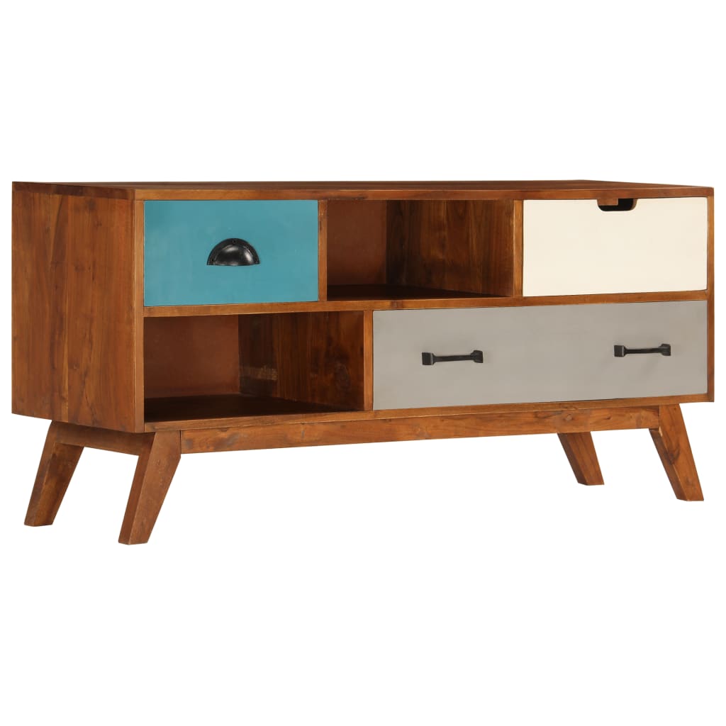 vidaXL TV Cabinet with 3 Drawers 43.3"x13.8"x19.7" Solid Acacia Wood