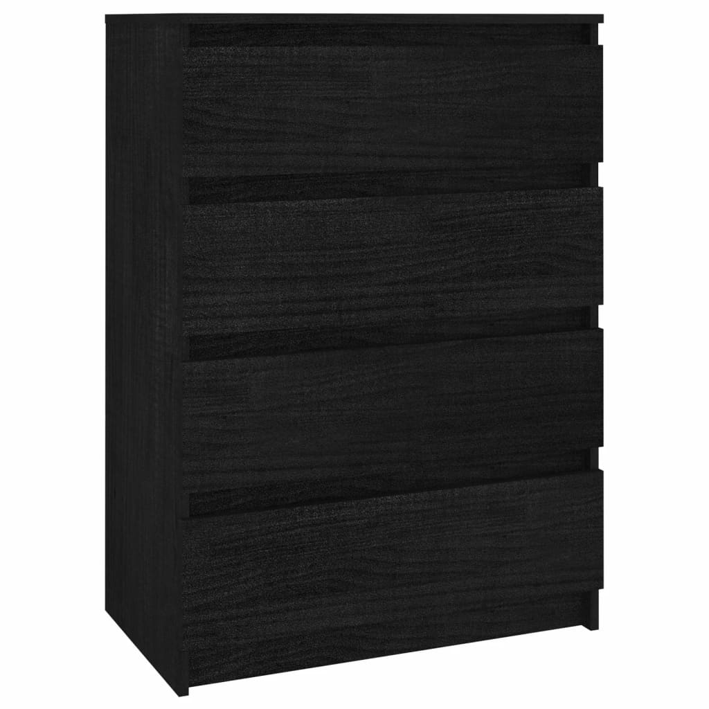 vidaXL Side Cabinet Black 23.6"x14.2"x33.1" Solid Pinewood