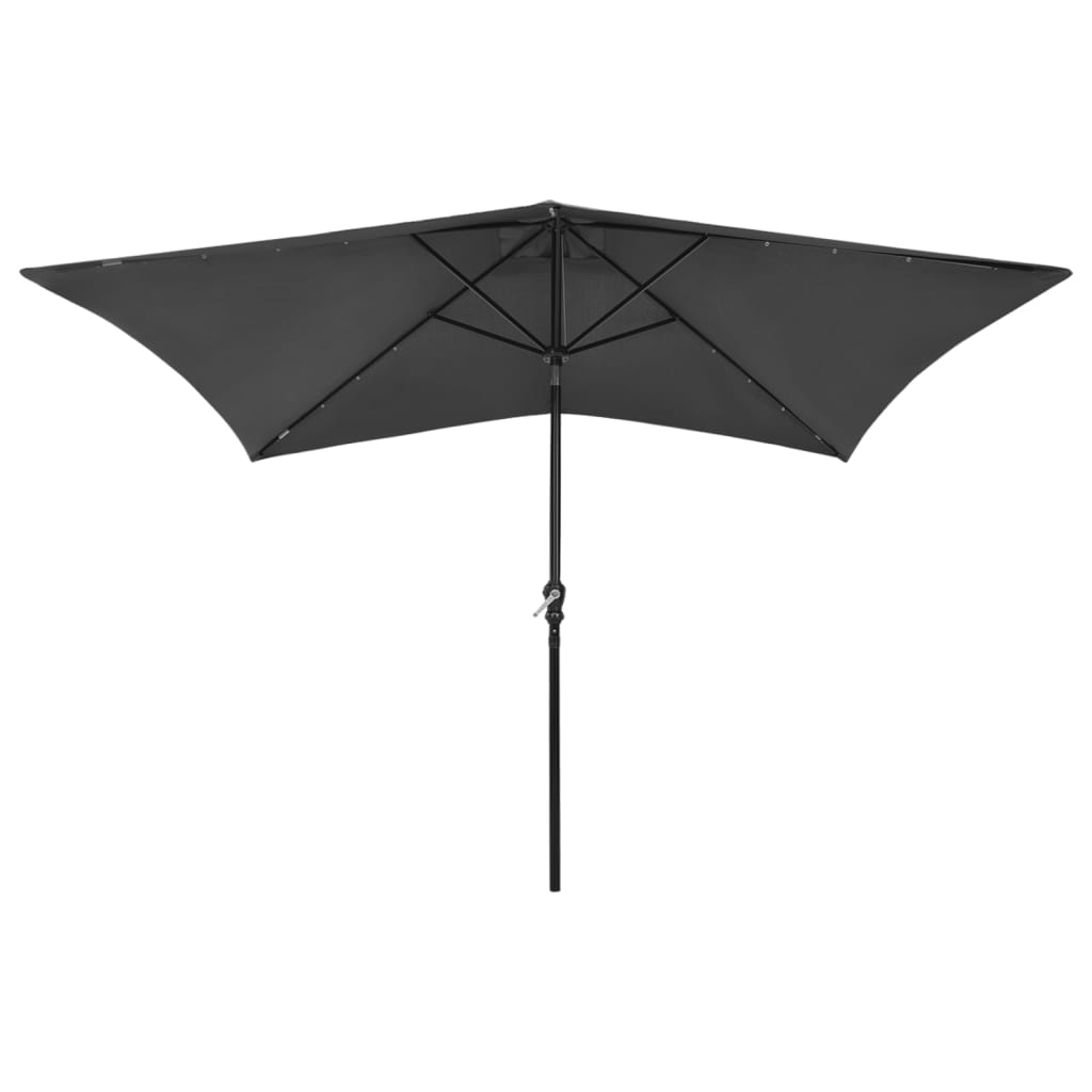 vidaXL Parasol with LEDs and Steel Pole Anthracite 6.6'x9.8'