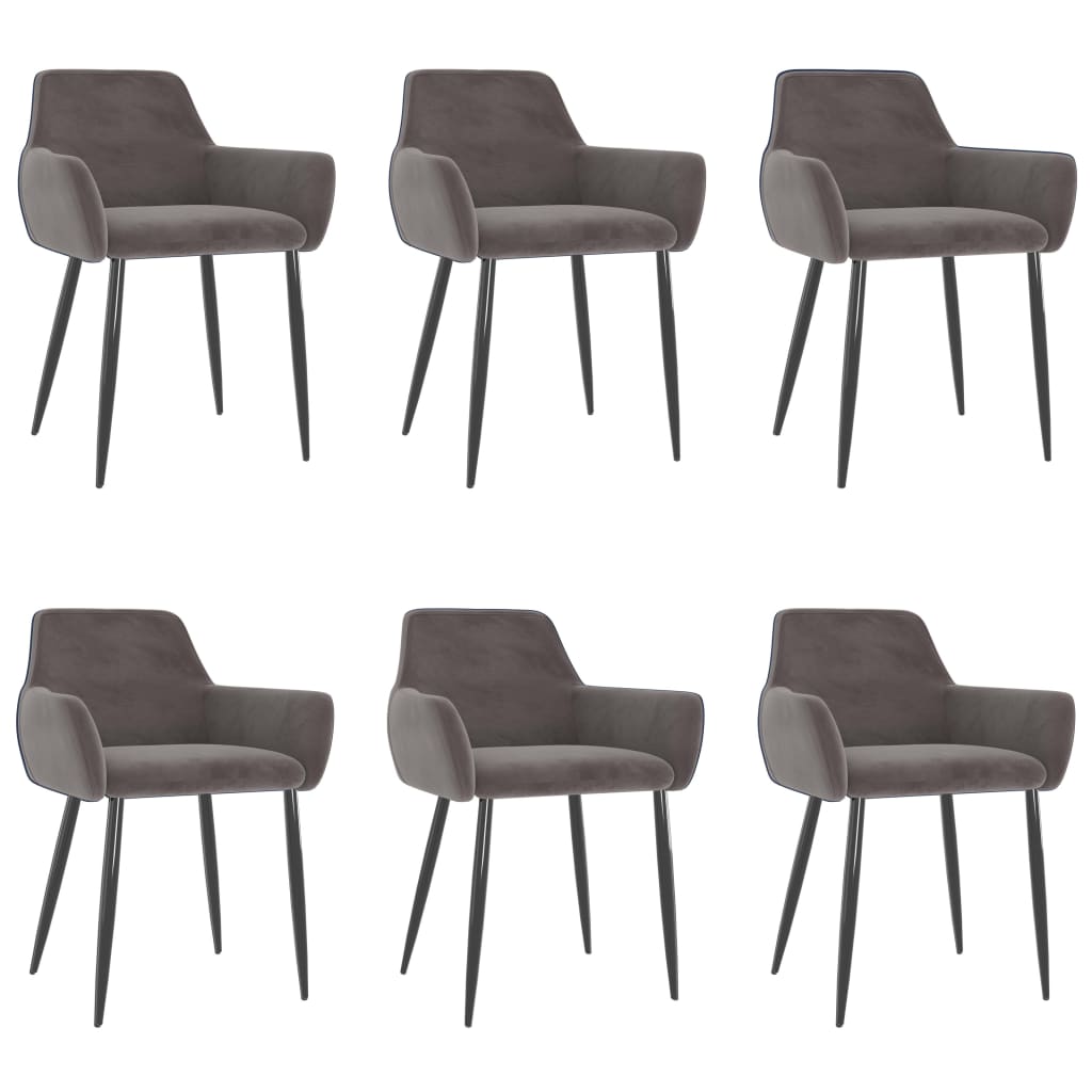vidaXL Dining Chairs 6 pcs Light Gray Velvet