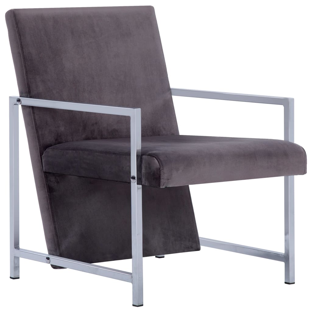 vidaXL Armchair with Chrome Feet Dark Gray Velvet