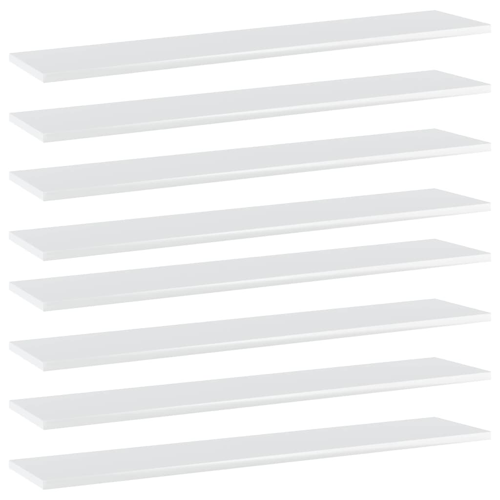 vidaXL Bookshelf Boards 8 pcs High Gloss White 39.4"x7.9"x0.6" Chipboard