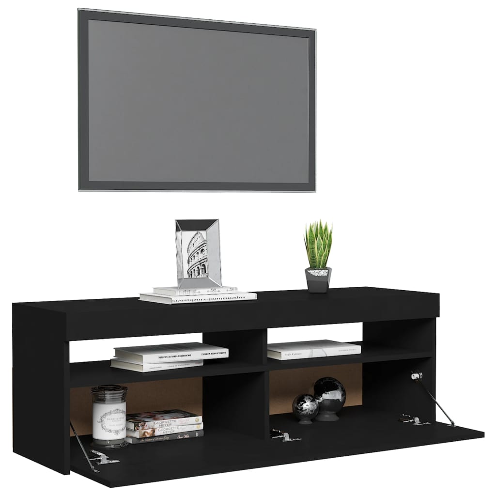 vidaXL TV Cabinet with LED Lights Black 47.2"x13.8"x15.7"