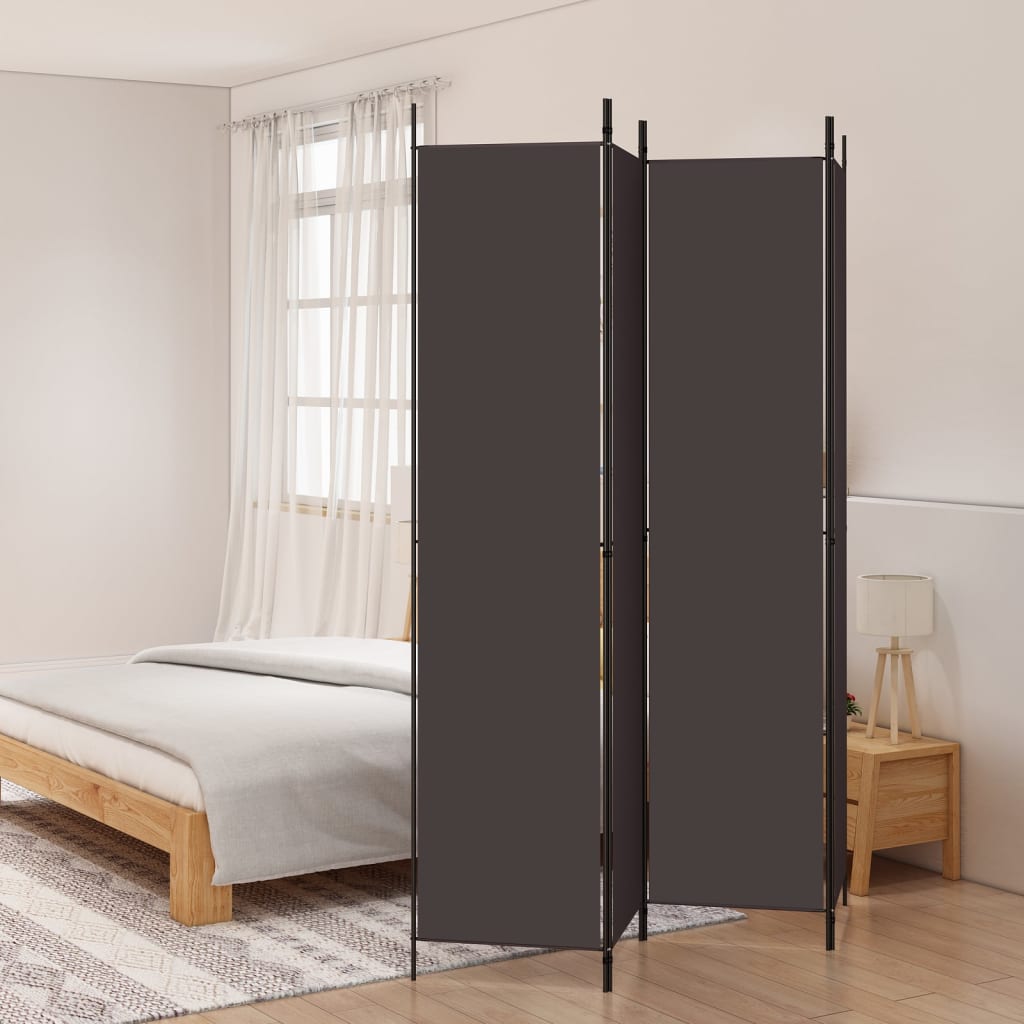 vidaXL 4-Panel Room Divider Brown 78.7"x86.6" Fabric