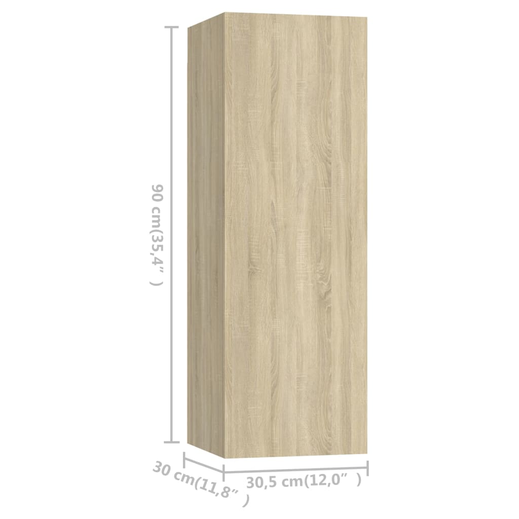 vidaXL TV Stands 2 pcs Sonoma Oak 12"x11.8"x35.4" Engineered Wood