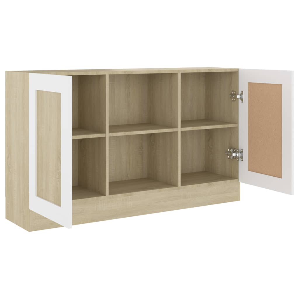 vidaXL Sideboard White and Sonoma Oak 47.2"x12"x27.6" Engineered Wood