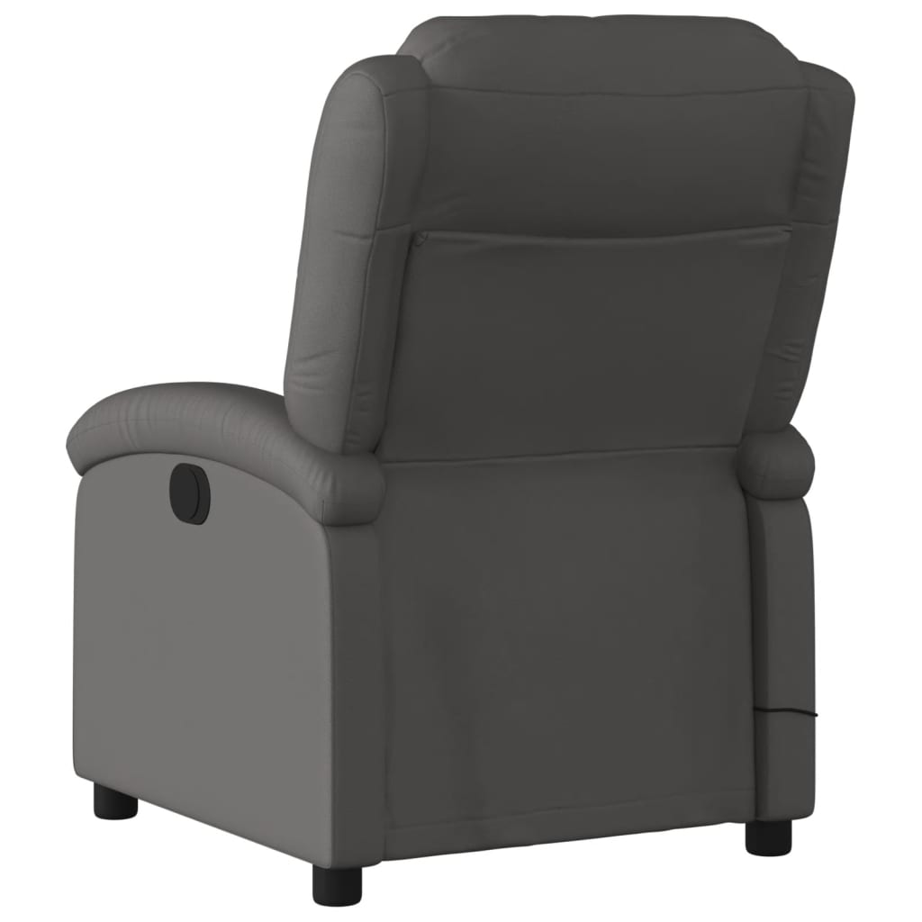 vidaXL Massage Recliner Chair Gray Real Leather