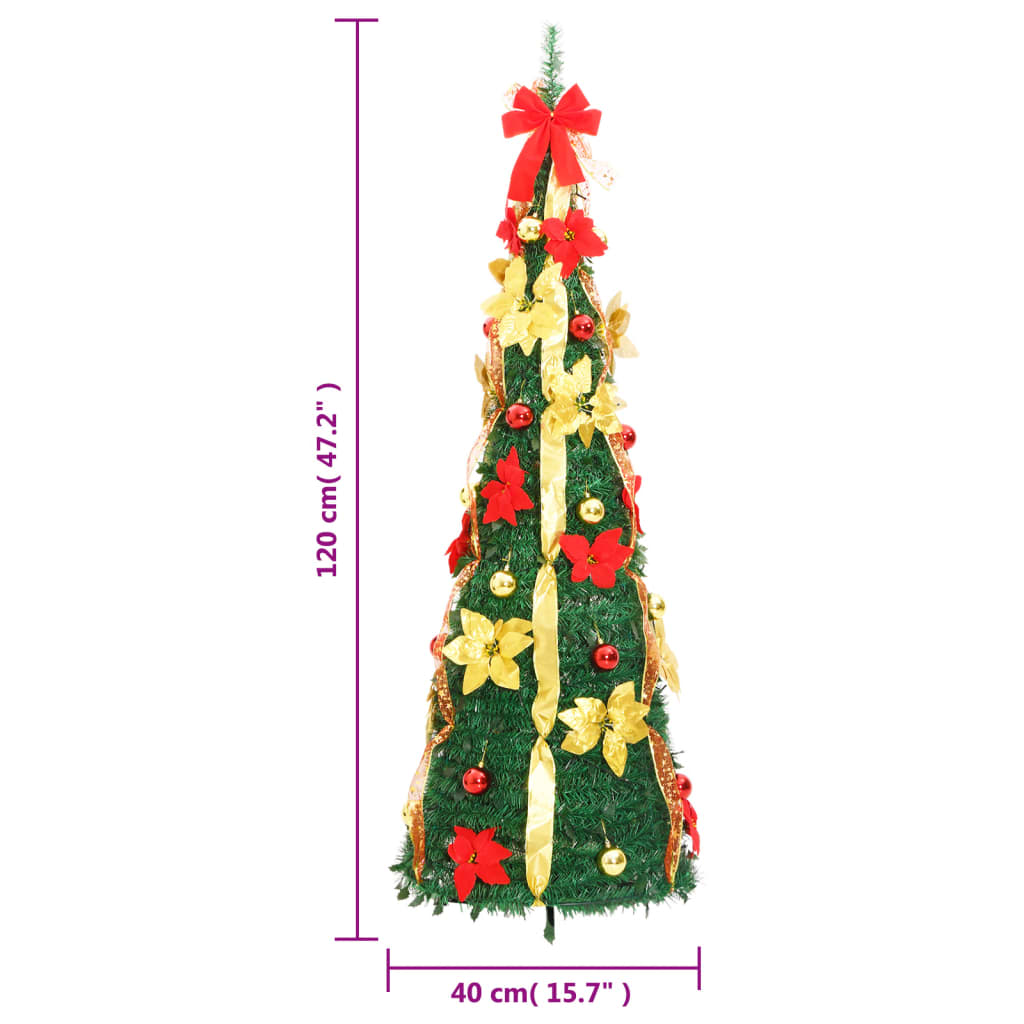vidaXL Artificial Christmas Tree Pop-up 50 LEDs Green 47.2"