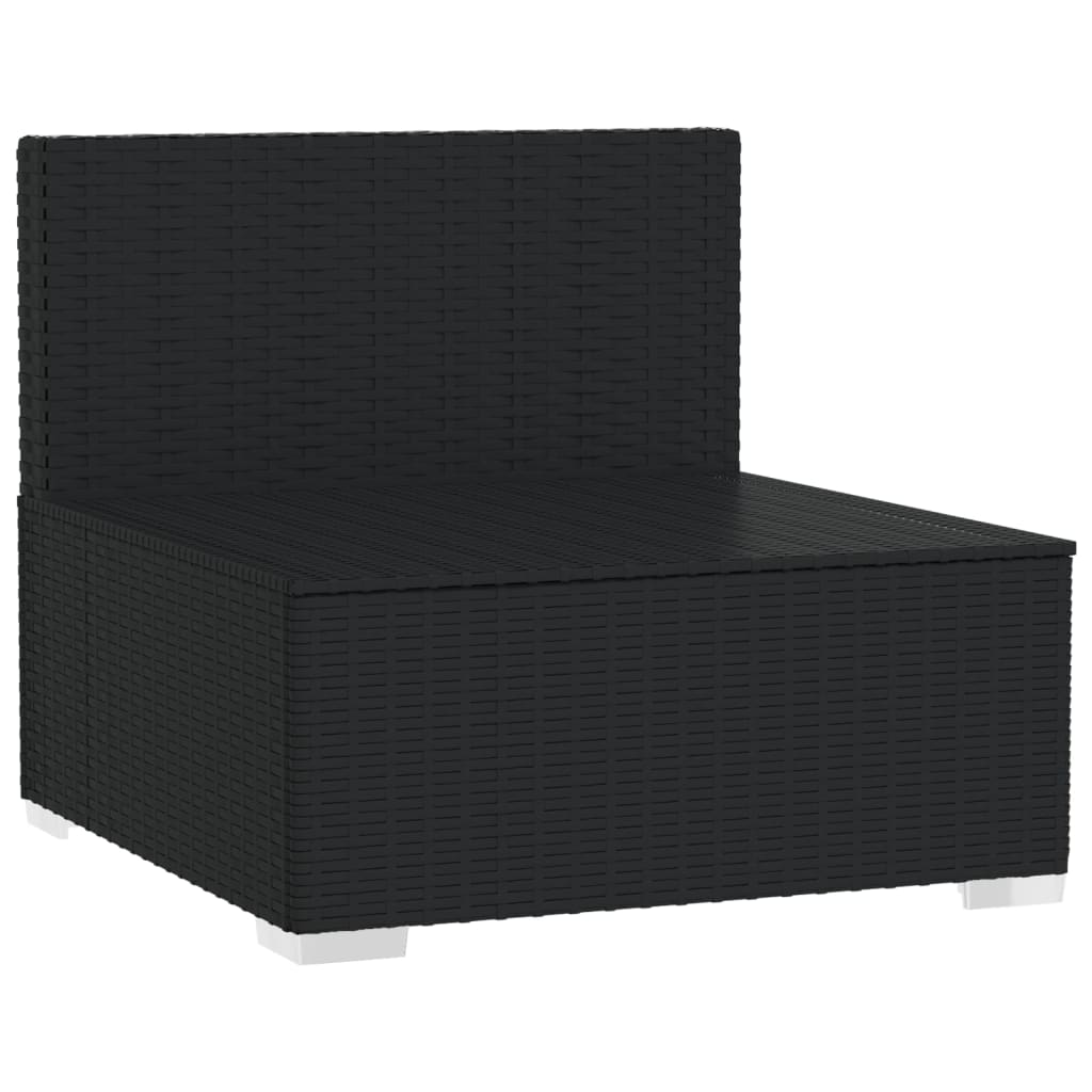vidaXL 3 Seat Patio Sofa with Cushions Black Poly Rattan