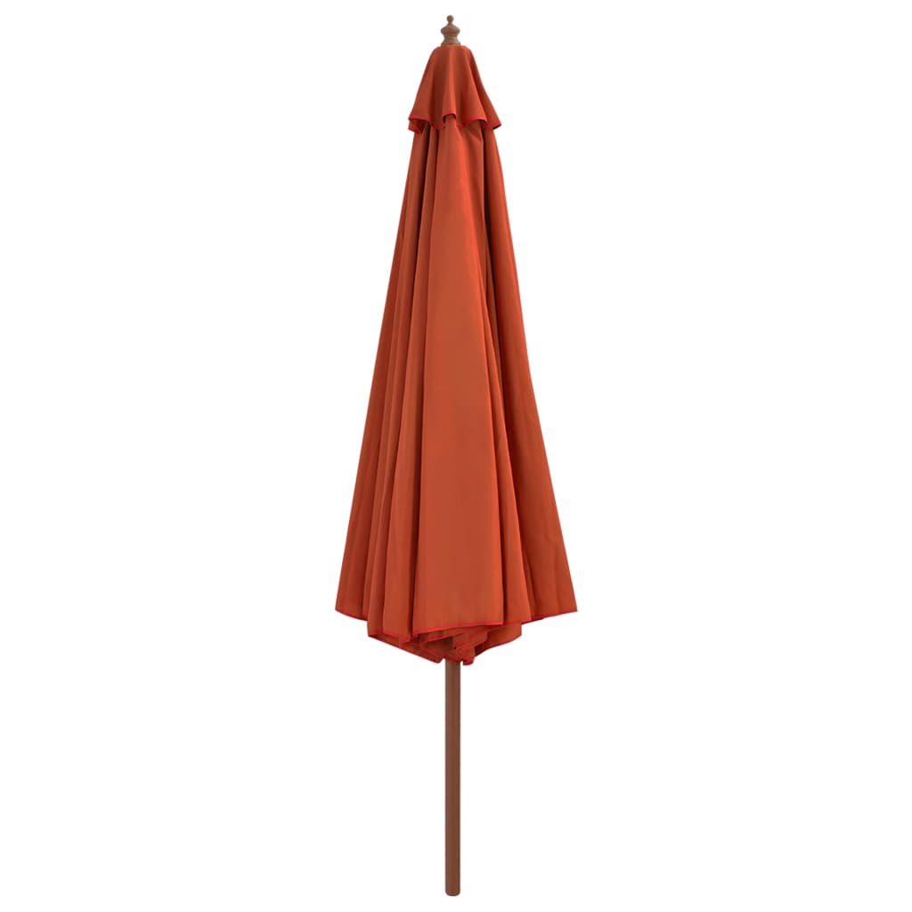 vidaXL Outdoor Parasol with Wooden Pole 137.8" Terracotta