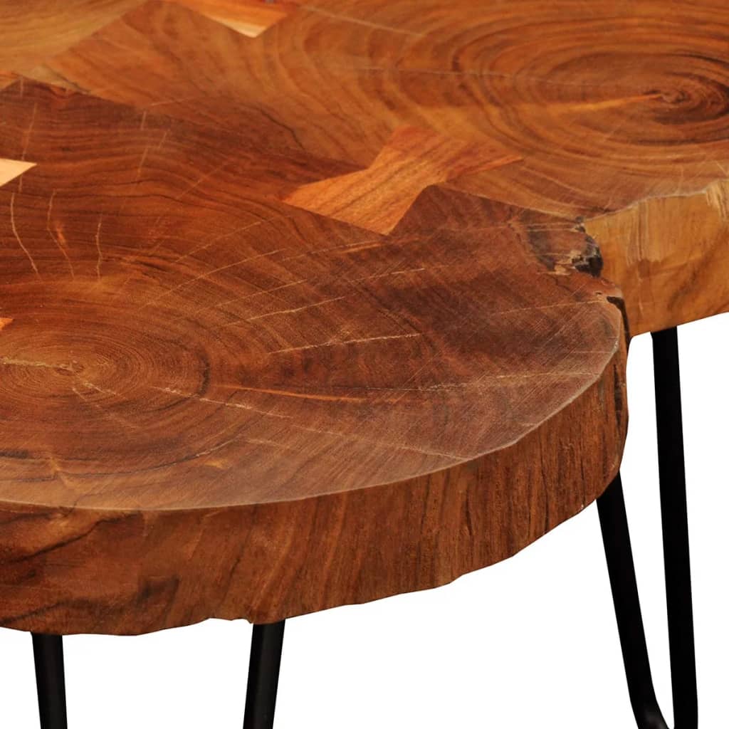 vidaXL Coffee Table 13.8" 4 Trunks Solid Sheesham Wood