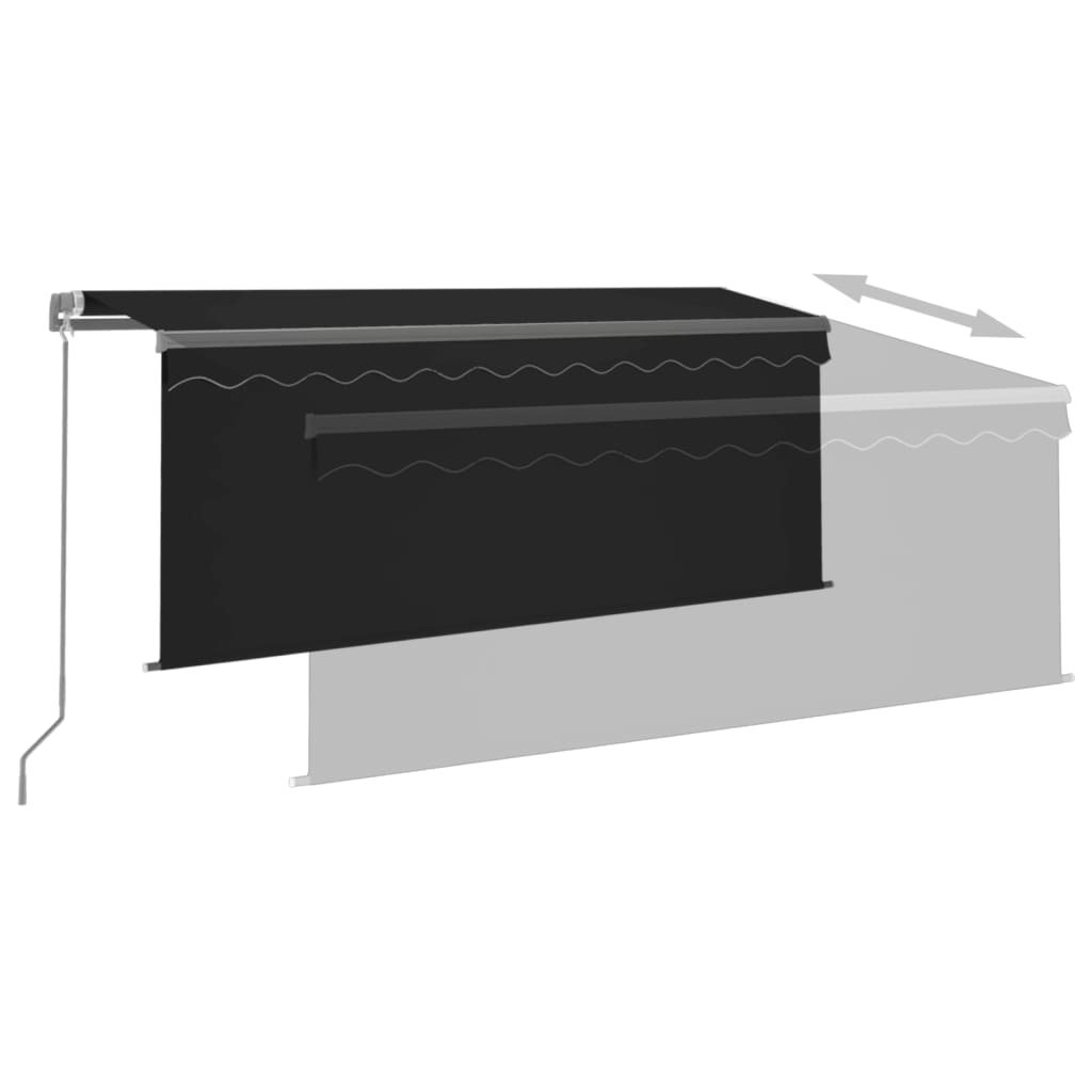 vidaXL Manual Retractable Awning with Blind&LED 9.8'x8.2' Anthracite