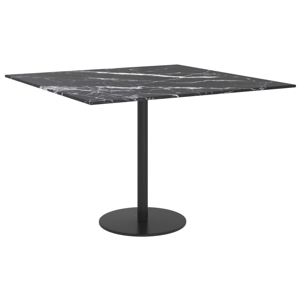 vidaXL Table Top Black 23.6"x23.6" 0.2" Tempered Glass with Marble Design