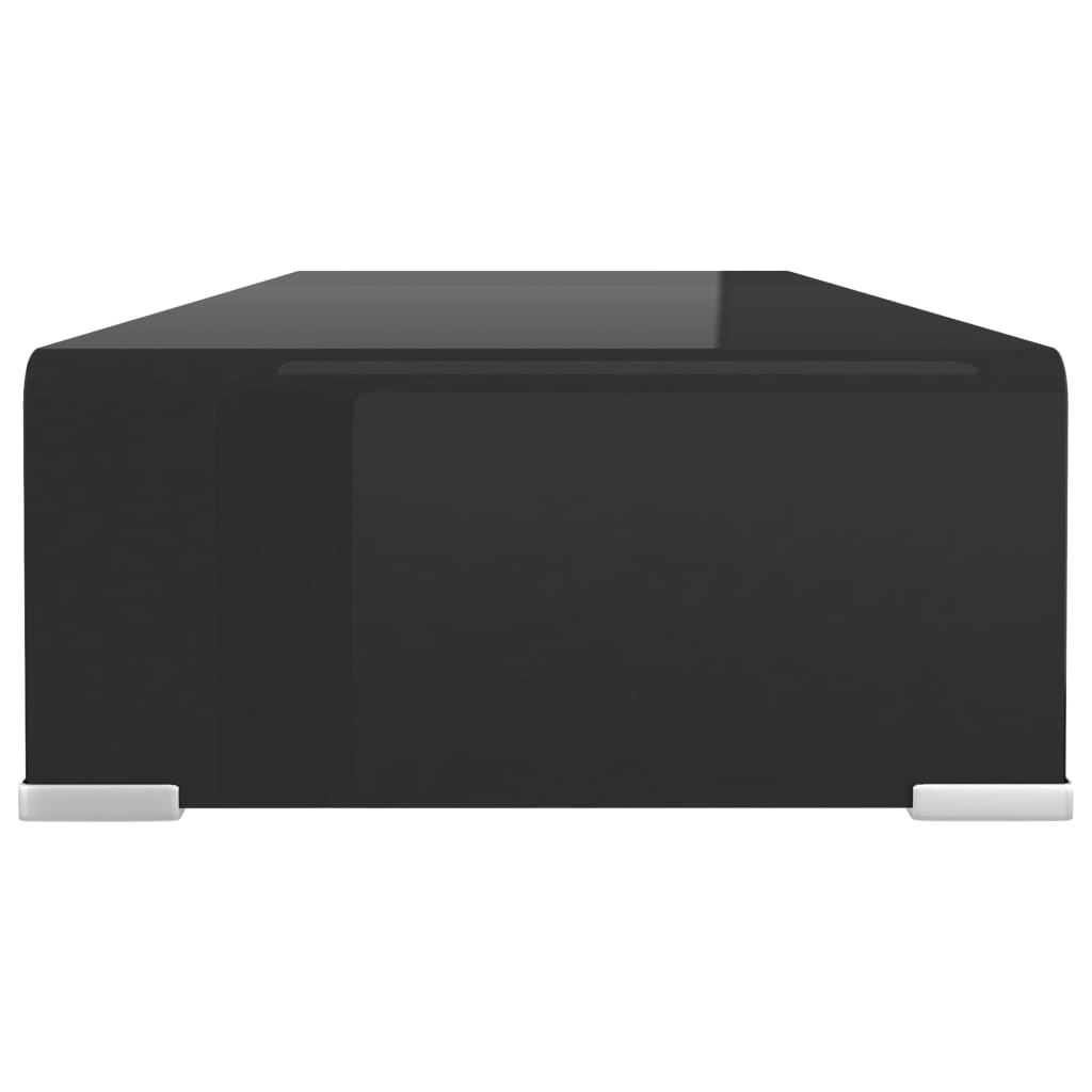 vidaXL TV Stand / Monitor Riser Glass Black 27.6"x11.8"x5.1"