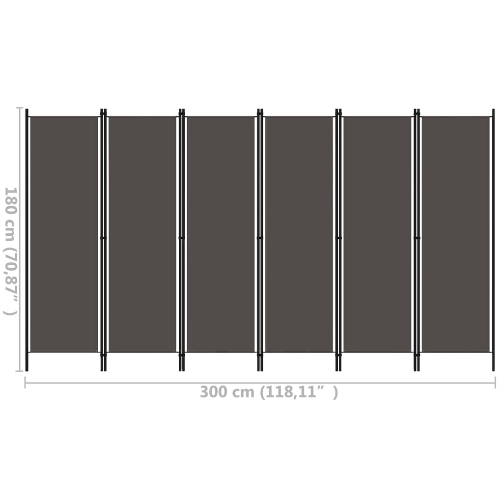 vidaXL 6-Panel Room Divider Anthracite 118.1"x70.9"