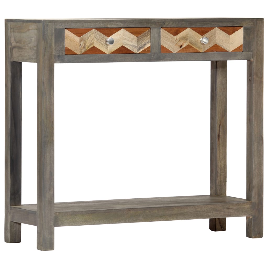 vidaXL Console Table Gray 33.9"x11.8"x29.9" Solid Mango Wood