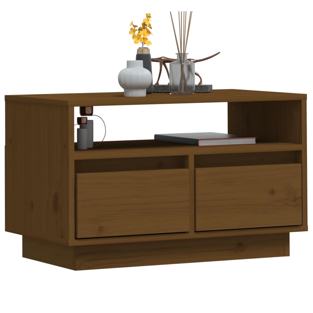 vidaXL TV Cabinet Honey Brown 23.6"x13.8"x14.6" Solid Wood Pine