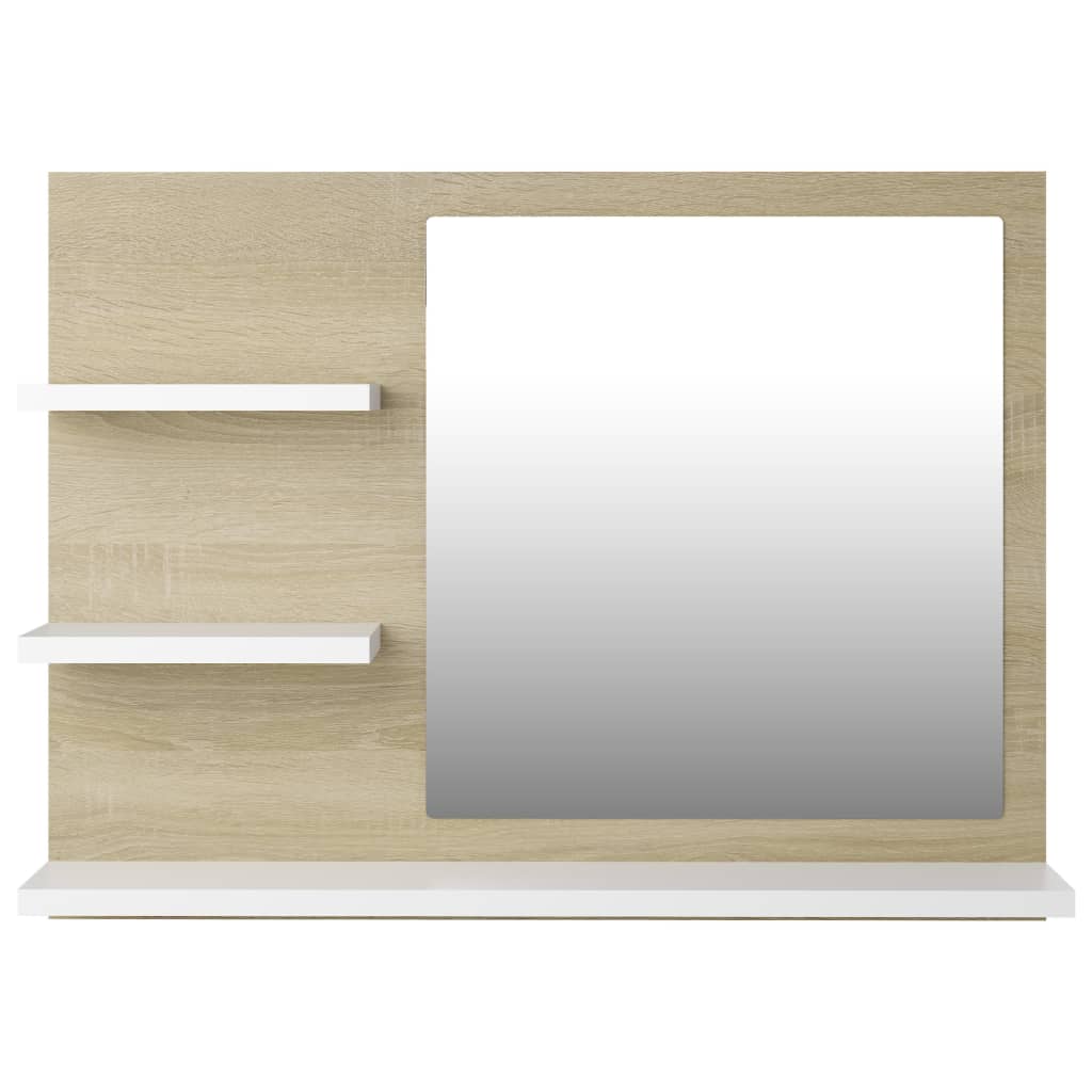 vidaXL Bathroom Mirror White and Sonoma Oak 23.6"x4.1"x17.7" Engineered Wood