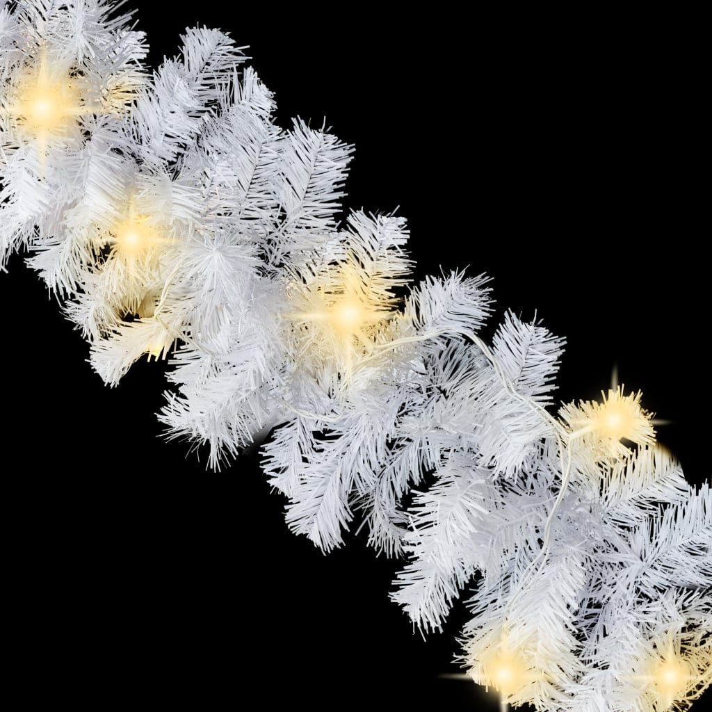 vidaXL Christmas Garland with LED Lights White 16 ft PVC