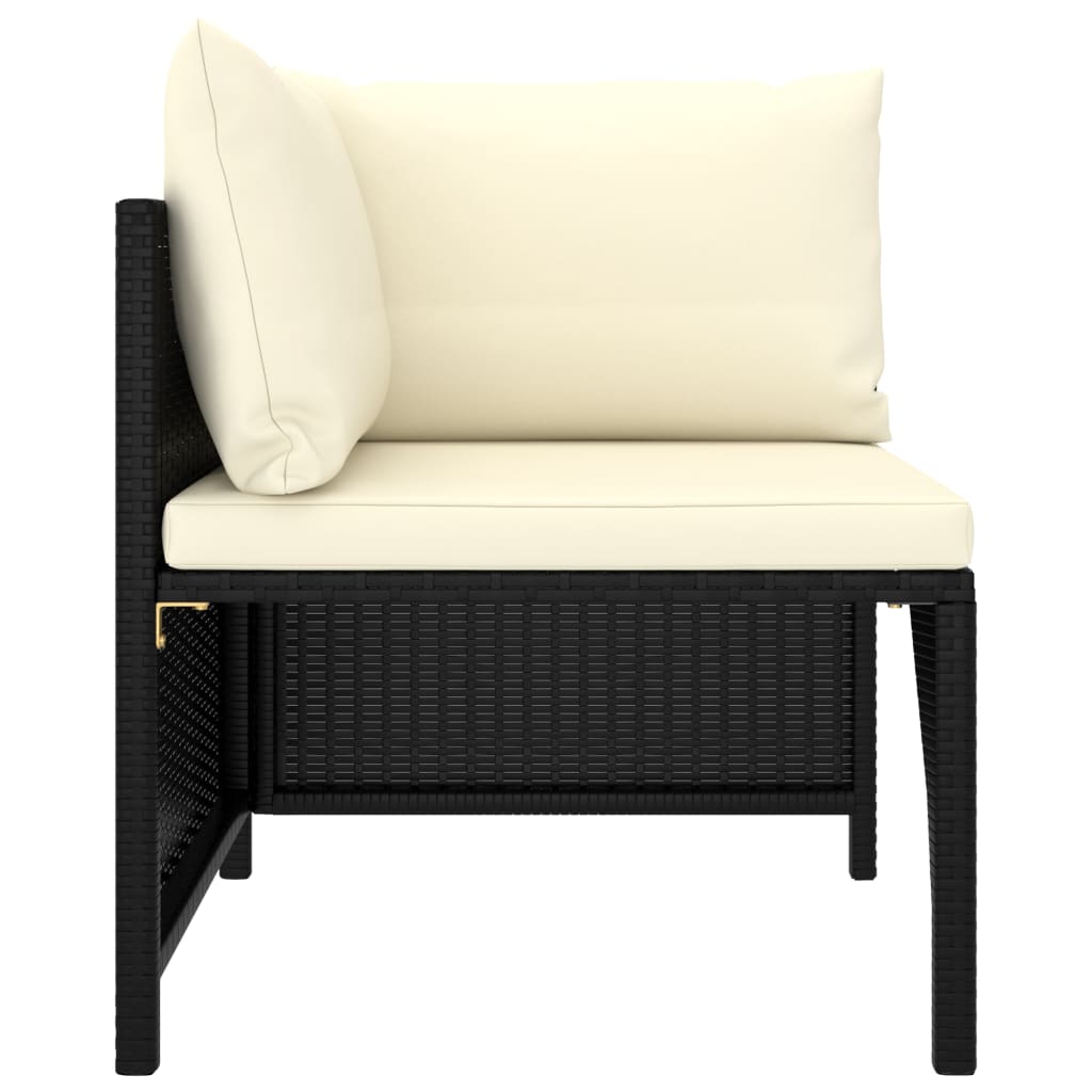 vidaXL 2 Piece Patio Sofa Set with Cushions Black Poly Rattan